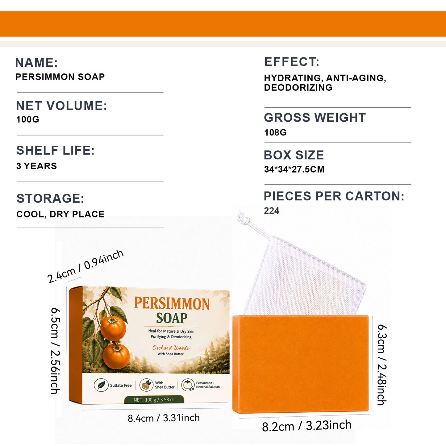 Deodorizing persimmon soap