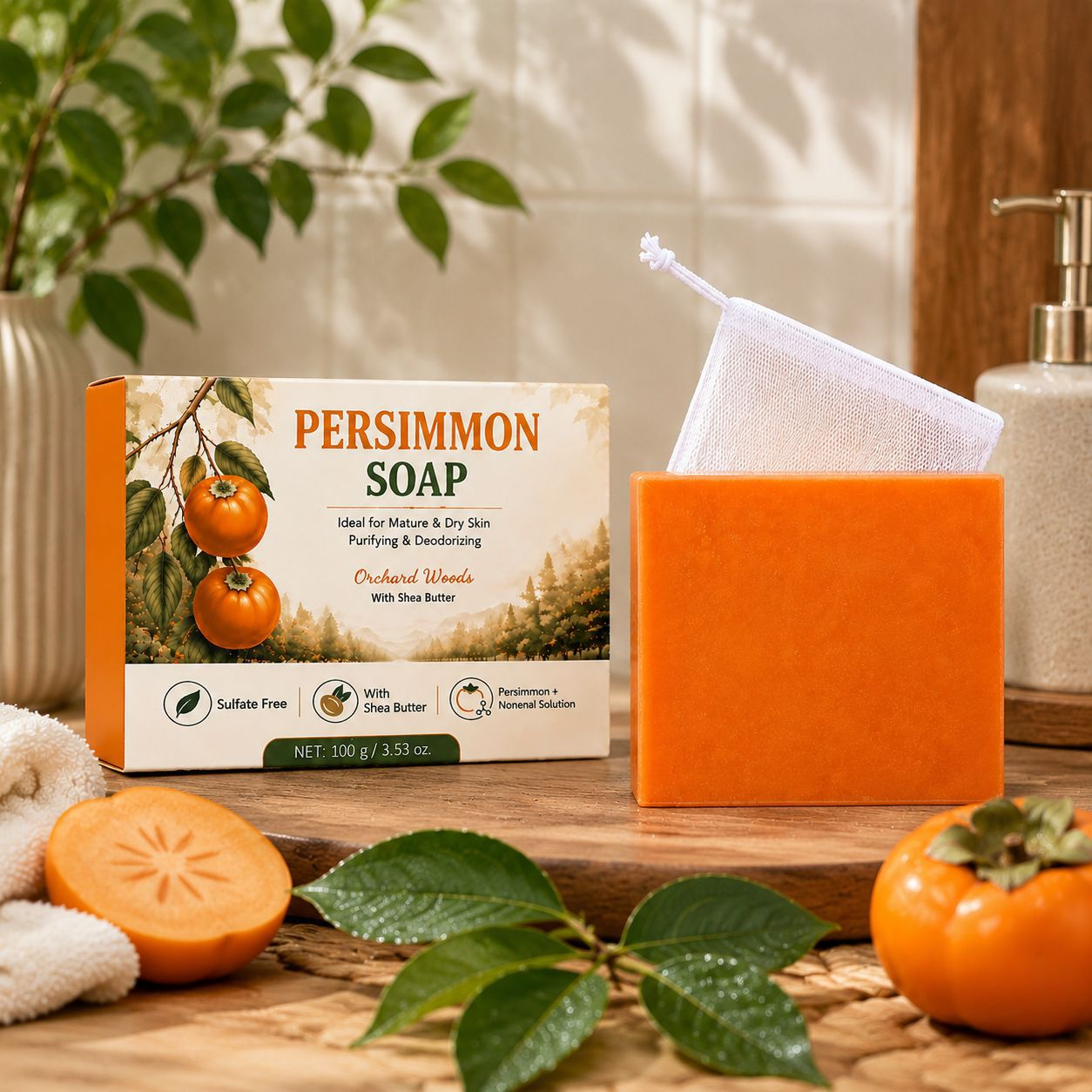 Deodorizing persimmon soap
